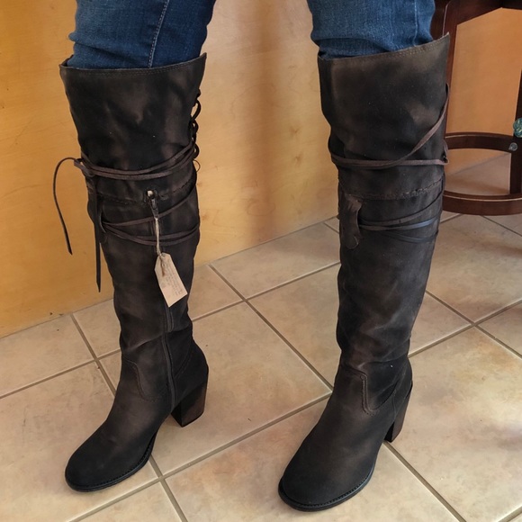 Vintage 93 Shoes - 🆕 Vegan Leather Distressed Over the Knee Boots